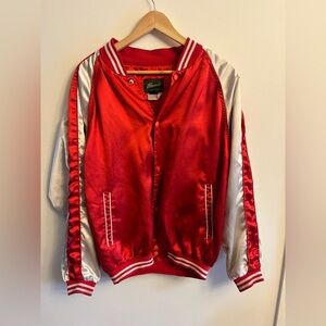 Penmans Satin Varsity Jacket White & Red MEDIUM